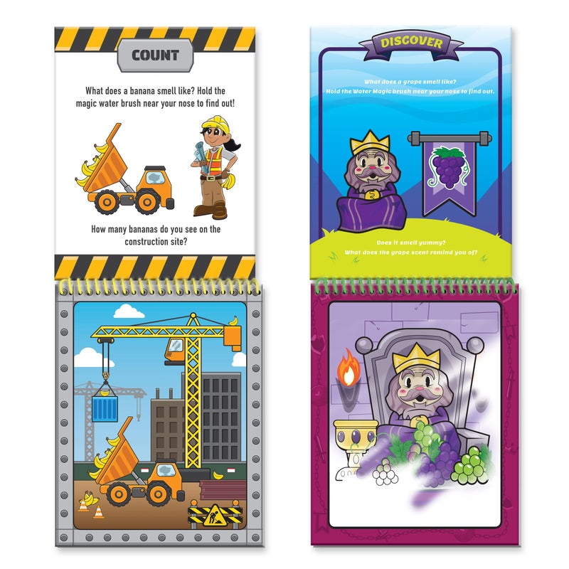 Scentco Water Magic - Patented Gourmet Scented Reusable Water Reveal Activity Books - No Mess, All Fun (Grape Kingdom and Construction) - Image 5